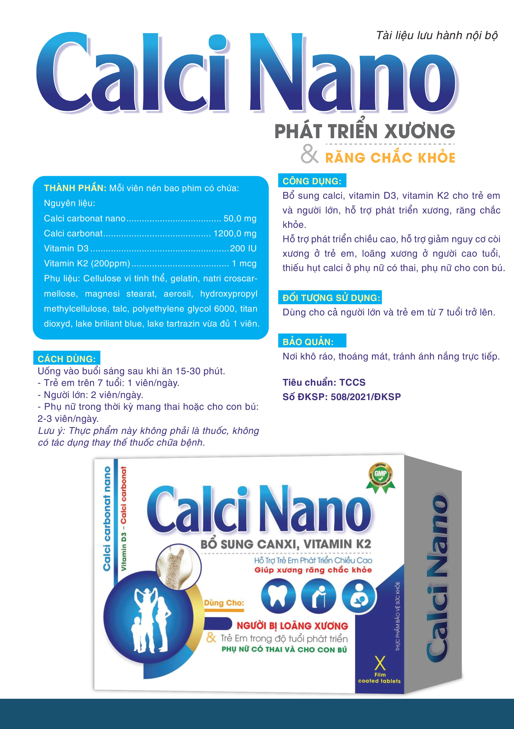 Calci Nano phát triển xương Hộp 10 viên x 10 vỉ