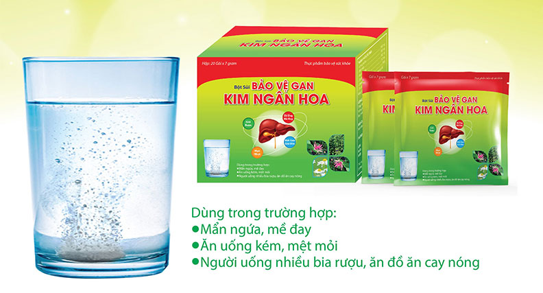 Bột sủi Bảo vệ gan Kim Ngân Hoa