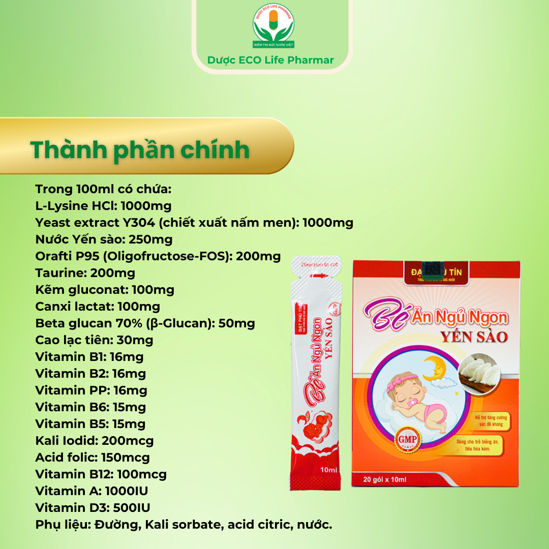 Bé ăn ngủ ngon yến sào