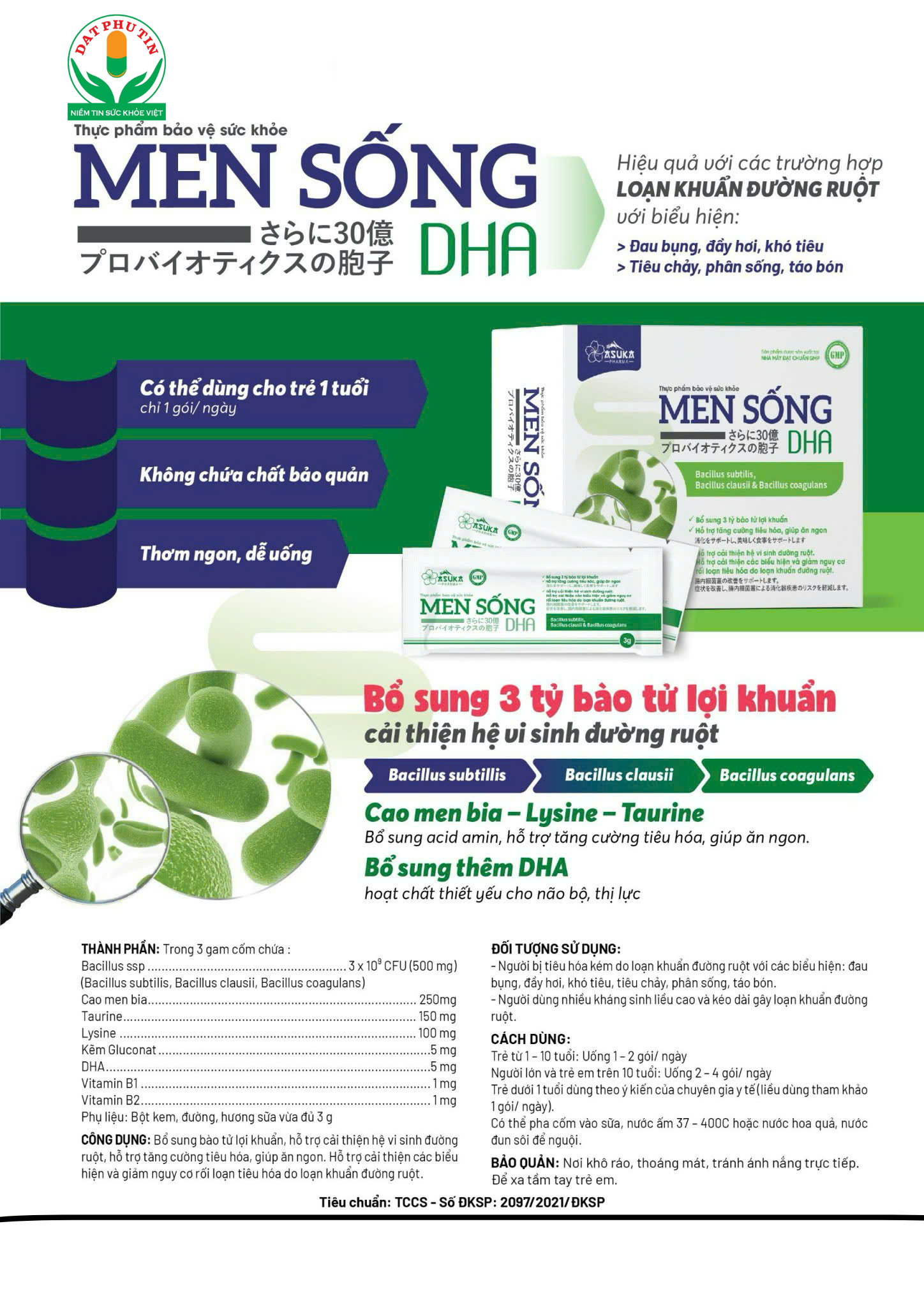 Men sống bổ sung 3 tỷ bào tử