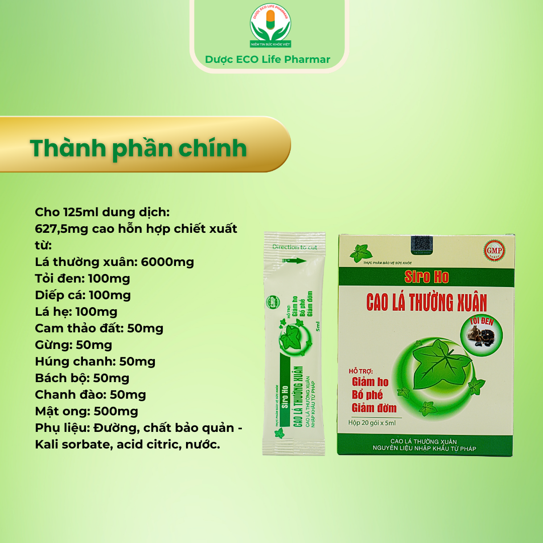 Siro ho cao lá thường xuân gói