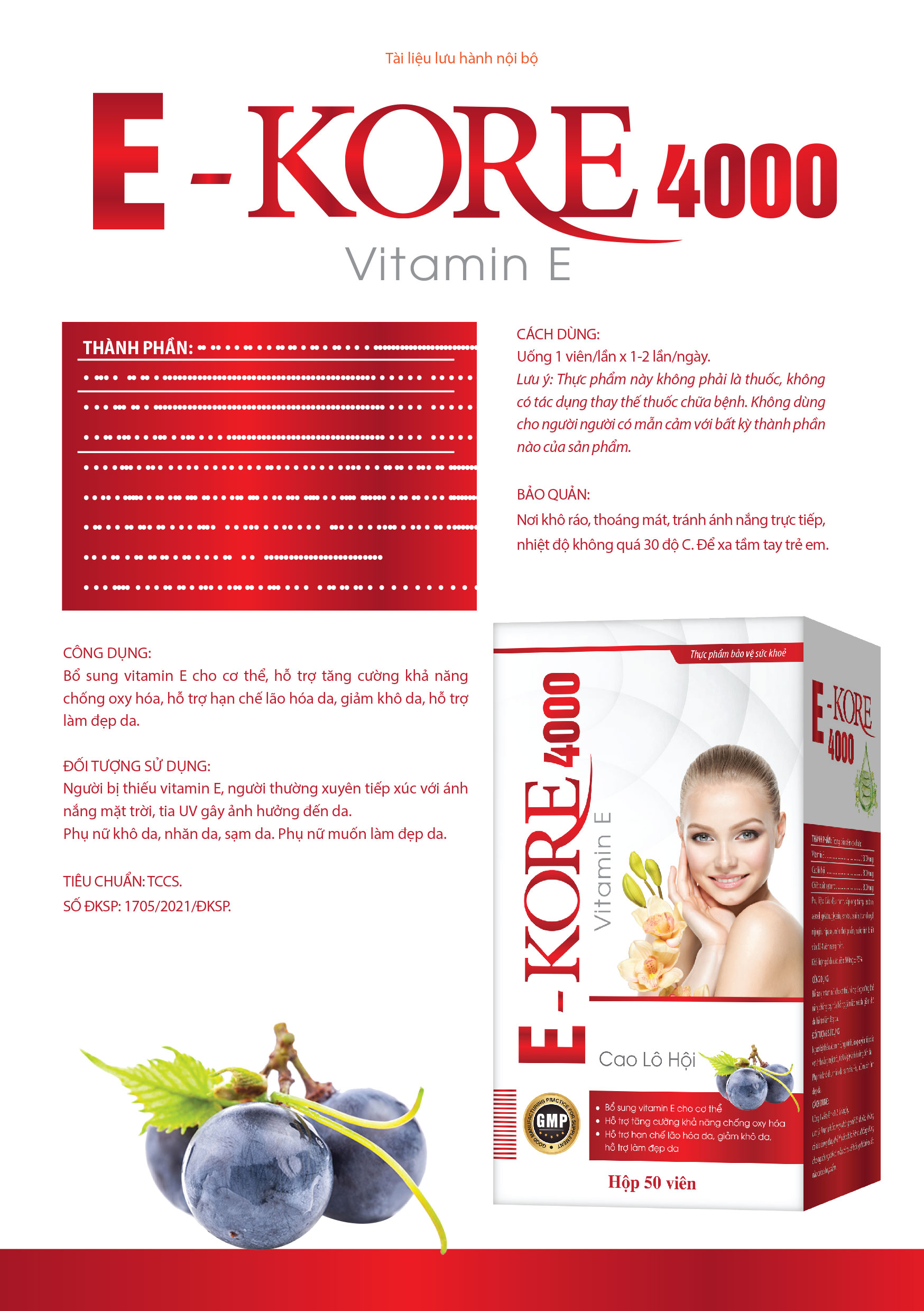 Cao lô hội E- Kore 4000 Vitamin E hộp 50 viên
