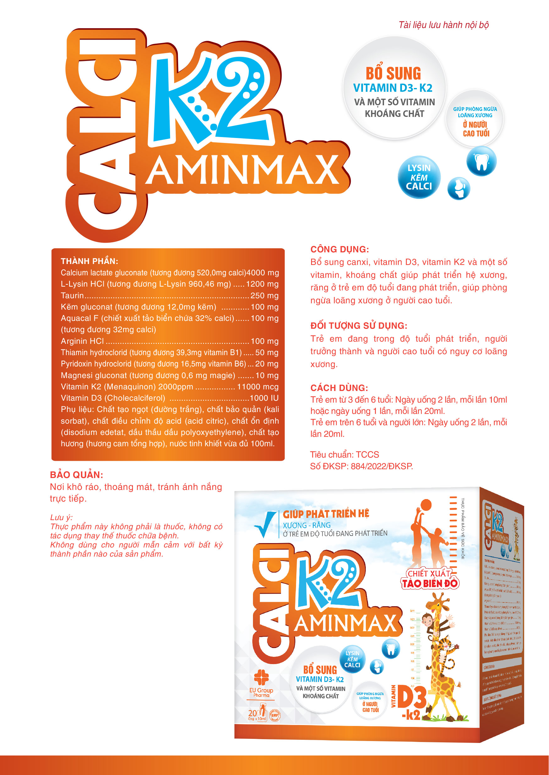 Canci K2 Aminmax Hộp 20 ống 10ml